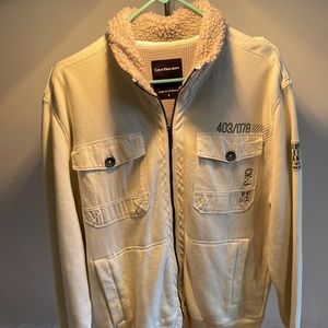 White Calvin Klein Zip up Jacket Large